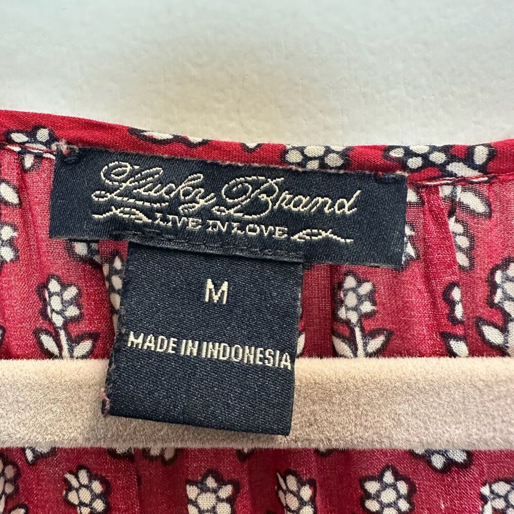 Lucky Brand Red Floral Petaluma Peasant Blouse - Picture 11 of 14
